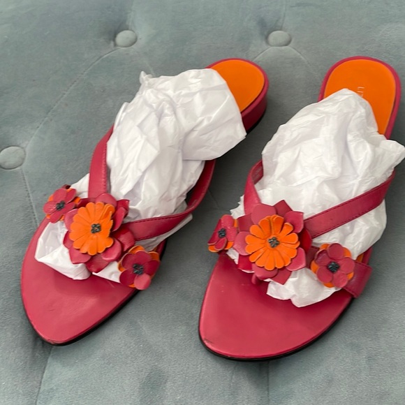 Liz Claiborne Leather Sandals ~ Gently Worn ~ 8 ~ Floral - Picture 6 of 6